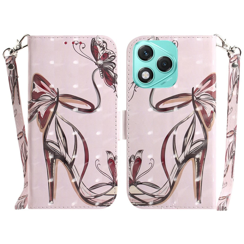 For Honor 400 Lite 5G Case Pattern Printing Leather Wallet Phone Cover with Wrist Strap