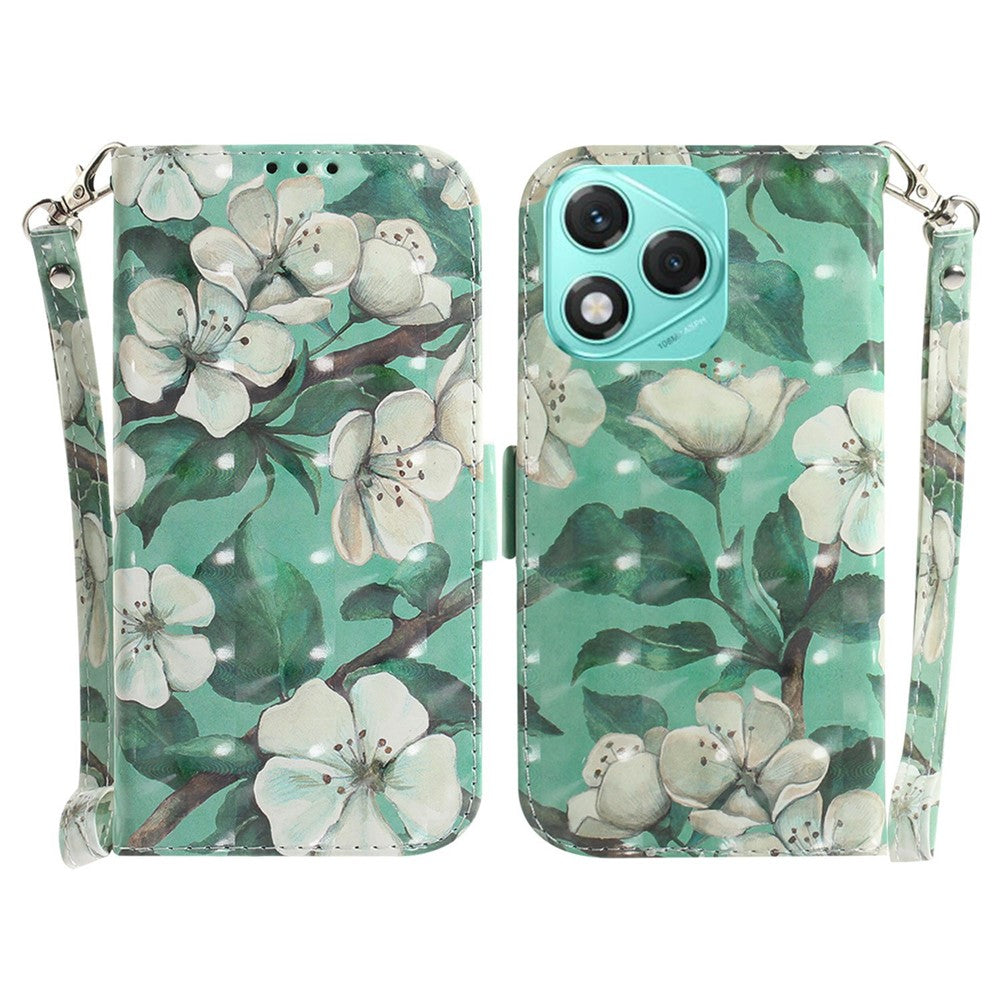 For Honor 400 Lite 5G Case Pattern Printing Leather Wallet Phone Cover with Wrist Strap