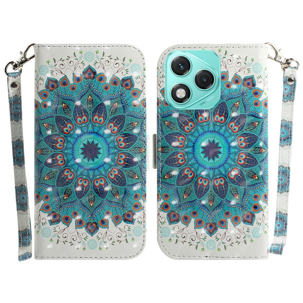 For Honor 400 Lite 5G Case Pattern Printing Leather Wallet Phone Cover with Wrist Strap