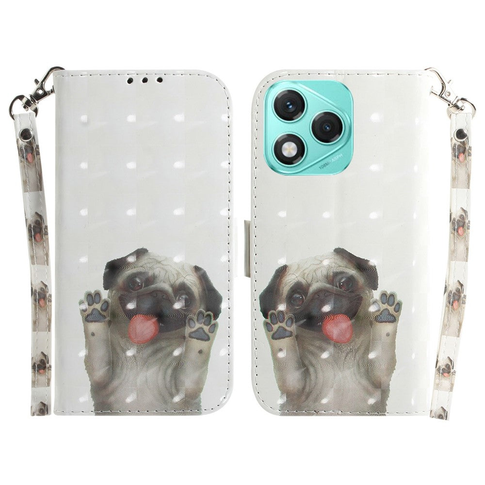 For Honor 400 Lite 5G Case Pattern Printing Leather Wallet Phone Cover with Wrist Strap