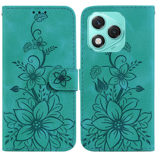 Honor 400 Lite 5G Handyhülle – Lily Flower Imprint Leder- mit Ständer