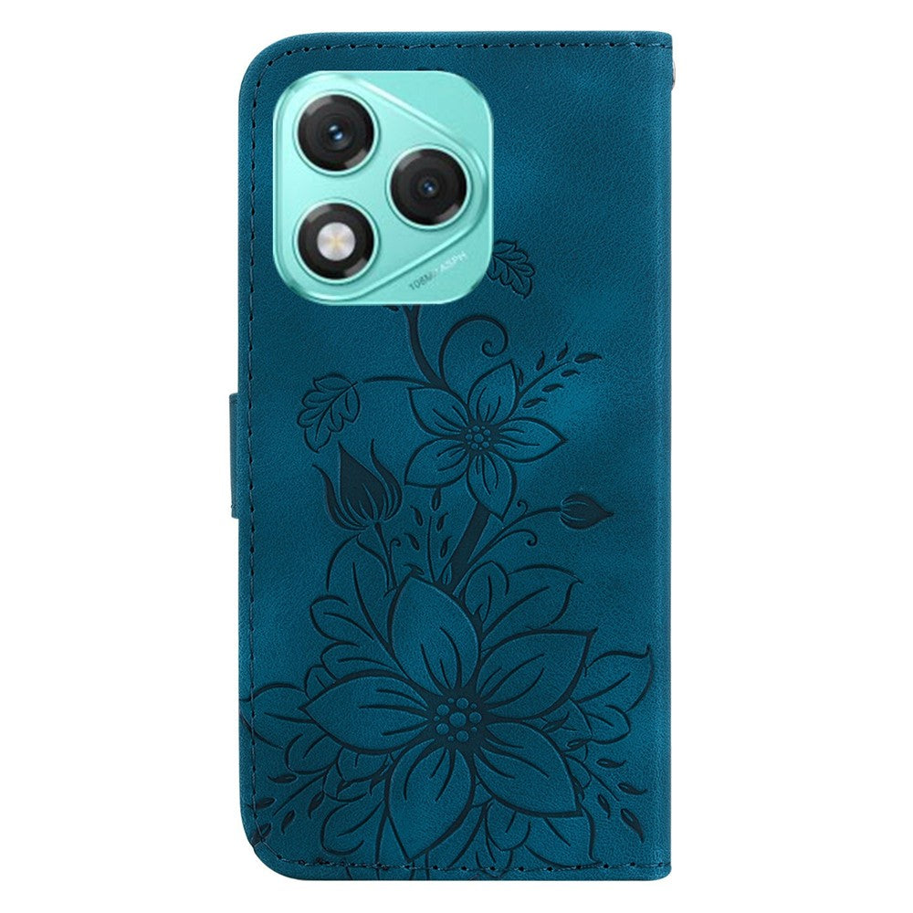 For Honor 400 Lite 5G Case Lily Flower Imprint Leather Phone Cover with Stand