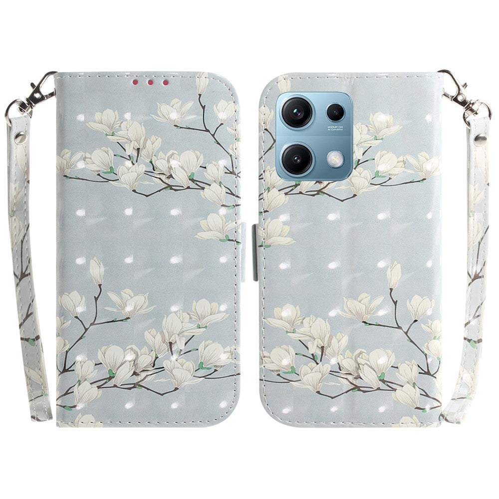 For Xiaomi Redmi Note 14S 4G Case Pattern Printing Leather Wallet Phone Cover with Wrist Strap