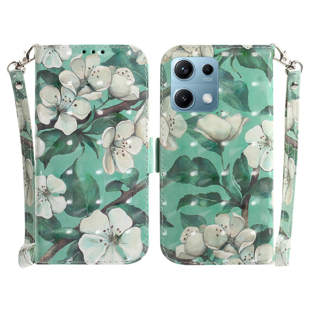 For Xiaomi Redmi Note 14S 4G Case Pattern Printing Leather Wallet Phone Cover with Wrist Strap