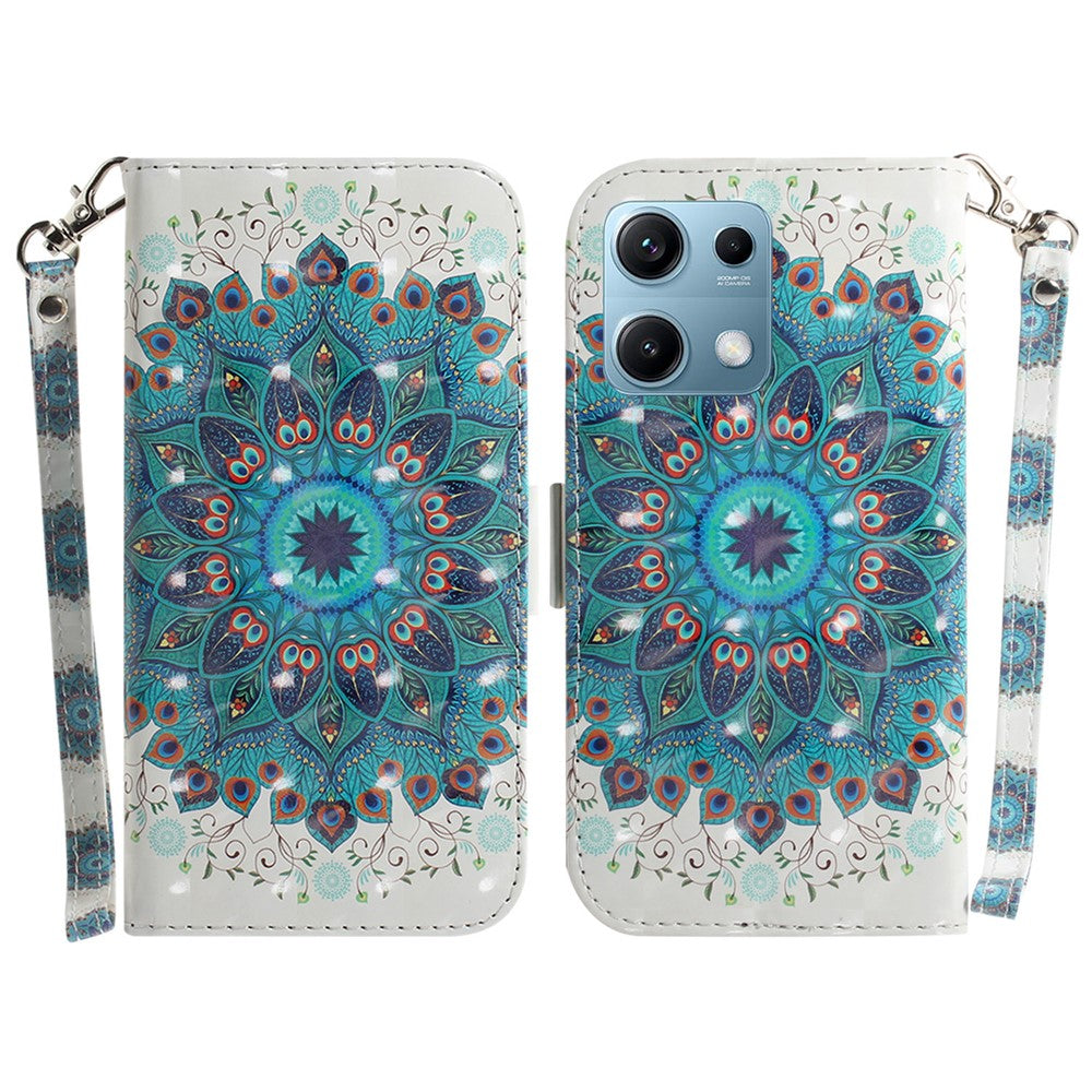 For Xiaomi Redmi Note 14S 4G Case Pattern Printing Leather Wallet Phone Cover with Wrist Strap