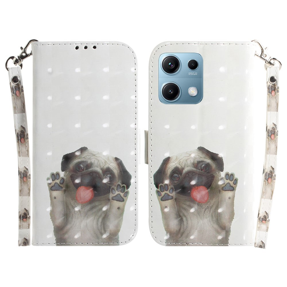 For Xiaomi Redmi Note 14S 4G Case Pattern Printing Leather Wallet Phone Cover with Wrist Strap