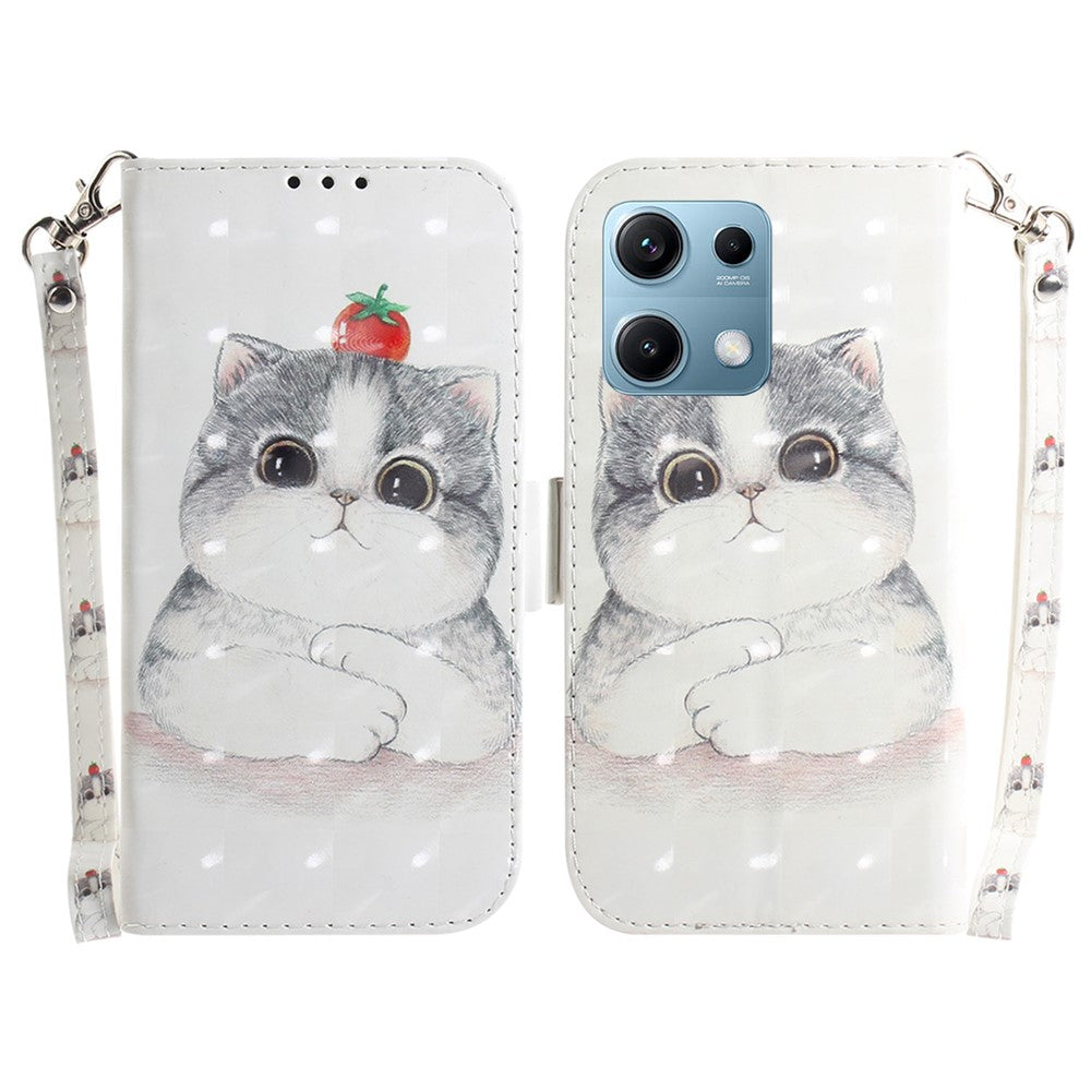 For Xiaomi Redmi Note 14S 4G Case Pattern Printing Leather Wallet Phone Cover with Wrist Strap