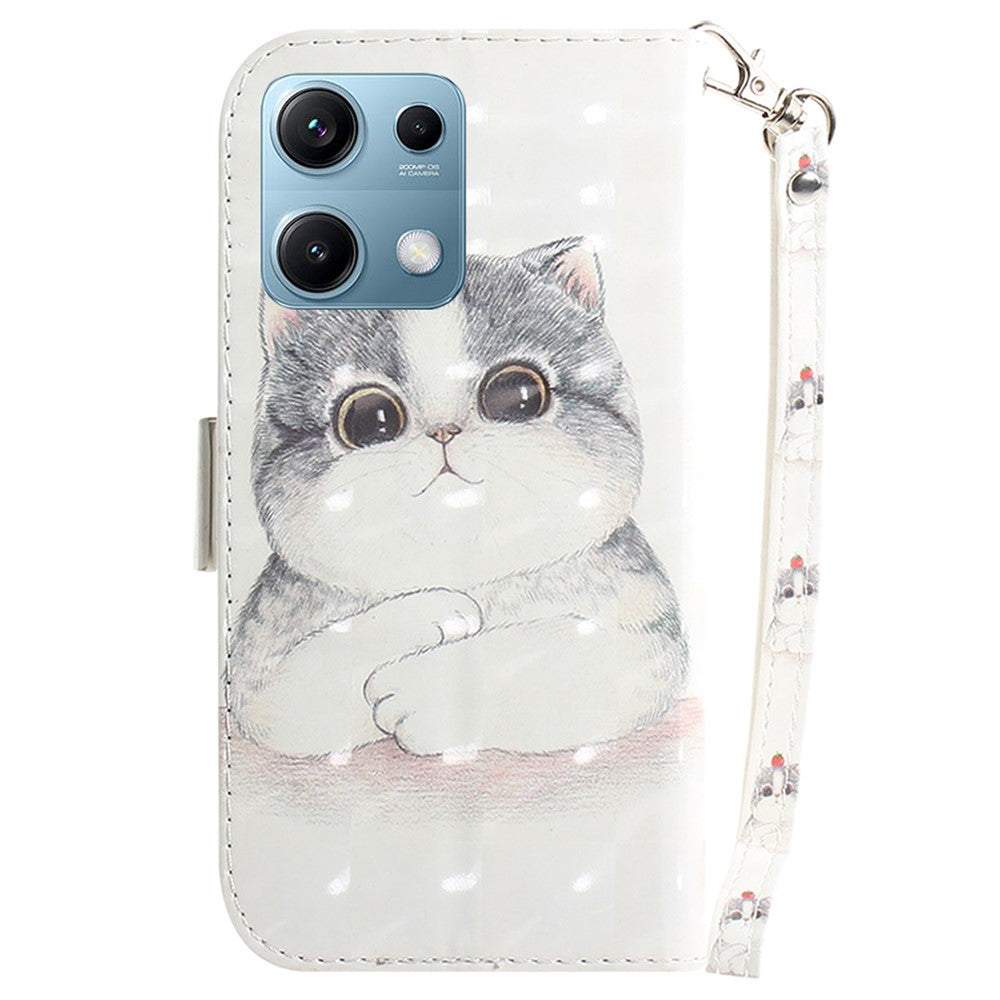 For Xiaomi Redmi Note 14S 4G Case Pattern Printing Leather Wallet Phone Cover with Wrist Strap
