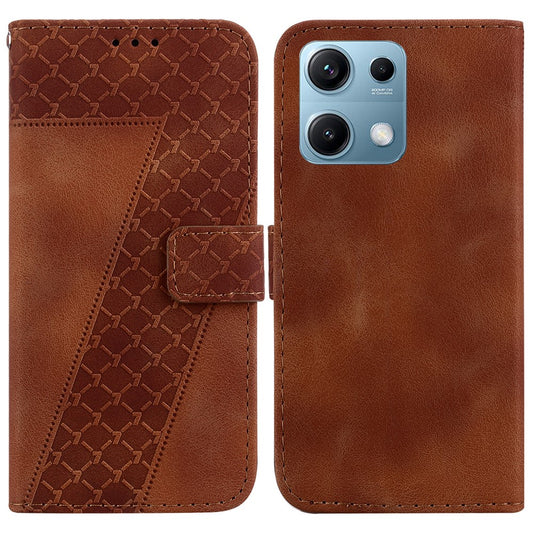 Xiaomi Redmi Note 14S 4G Handyhülle – Standgehäuse mit 7-förmigem Muster-Aufdruck, Leder