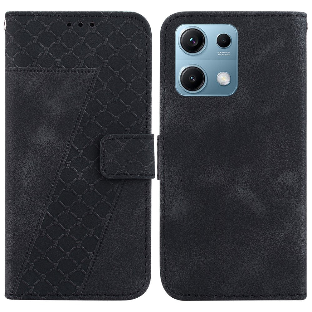 For Xiaomi Redmi Note 14S 4G Stand Case 7-Shaped Pattern Imprint Leather Phone Cover