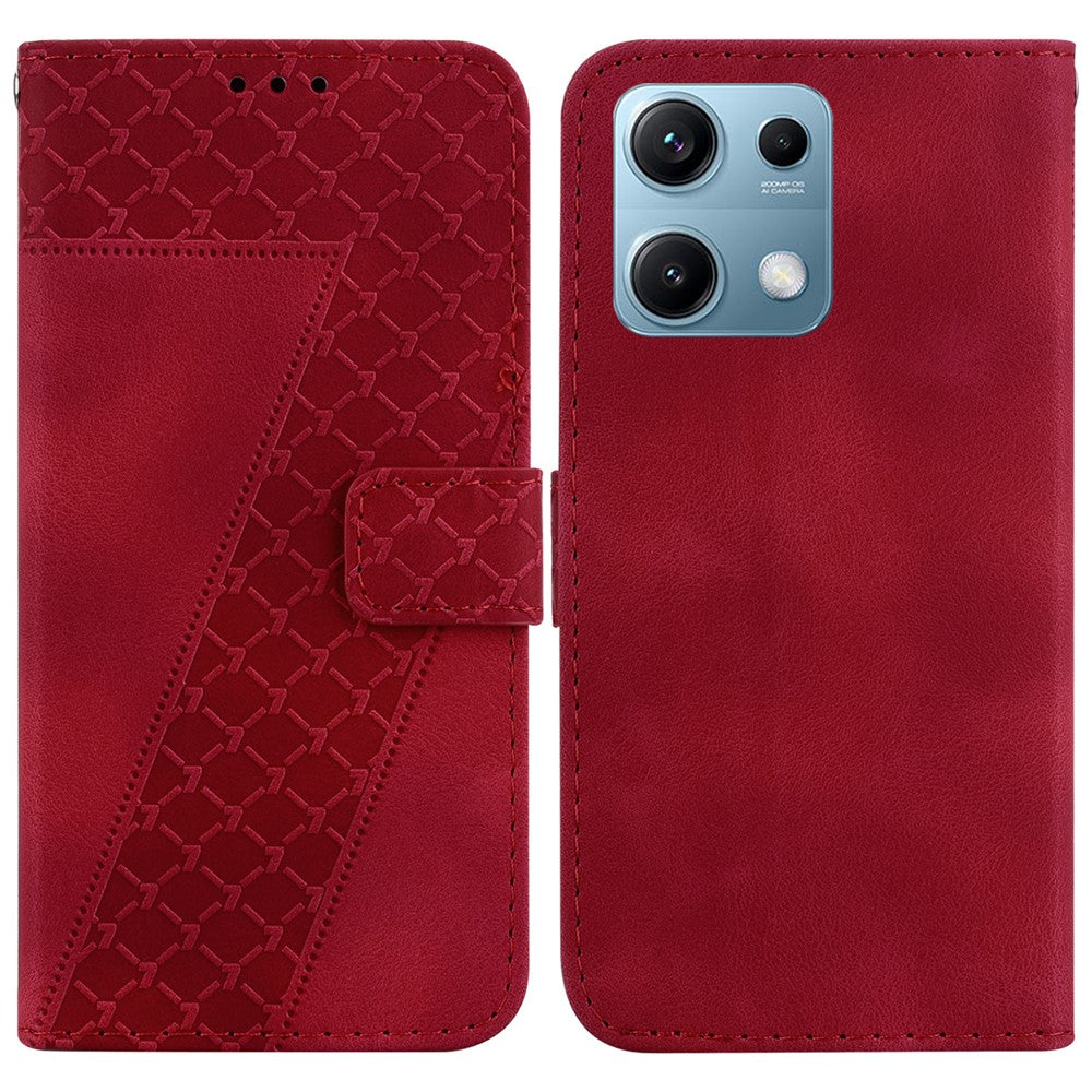 For Xiaomi Redmi Note 14S 4G Stand Case 7-Shaped Pattern Imprint Leather Phone Cover