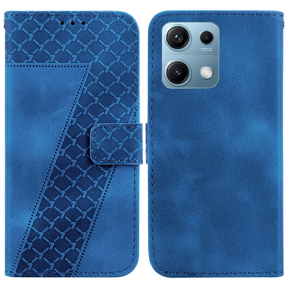 For Xiaomi Redmi Note 14S 4G Stand Case 7-Shaped Pattern Imprint Leather Phone Cover