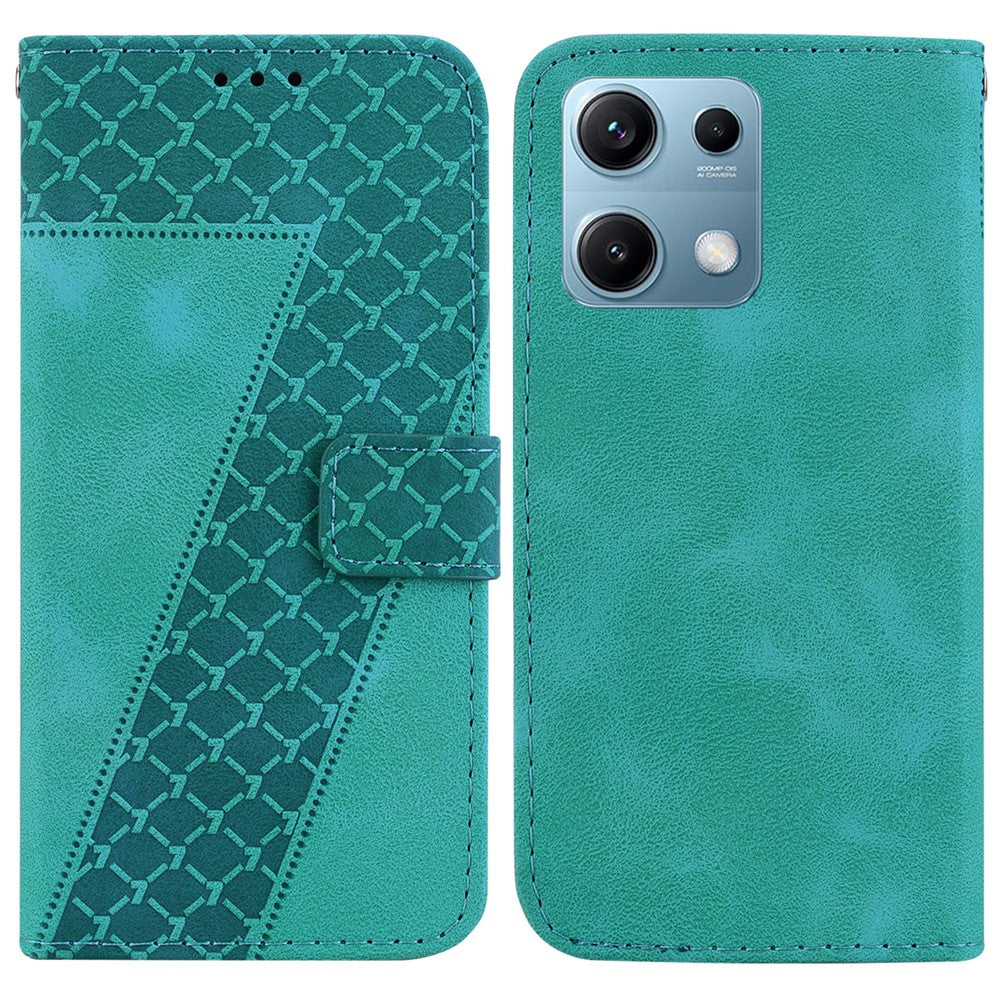 For Xiaomi Redmi Note 14S 4G Stand Case 7-Shaped Pattern Imprint Leather Phone Cover