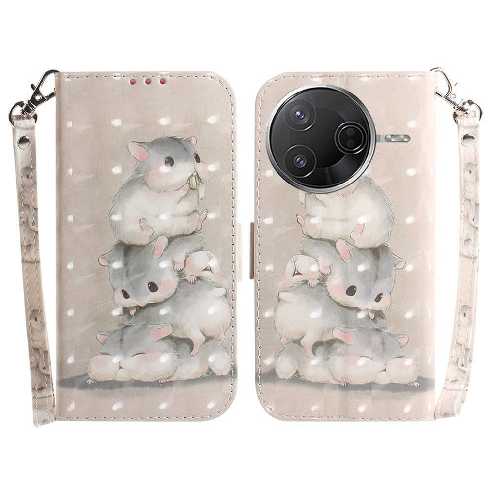 For Xiaomi Poco F7 Pro 5G  /  F7 Ultra 5G  /  Redmi K80 Pro 5G  /  K80 5G Case Pattern Printing Leather Wallet Phone Cover with Strap