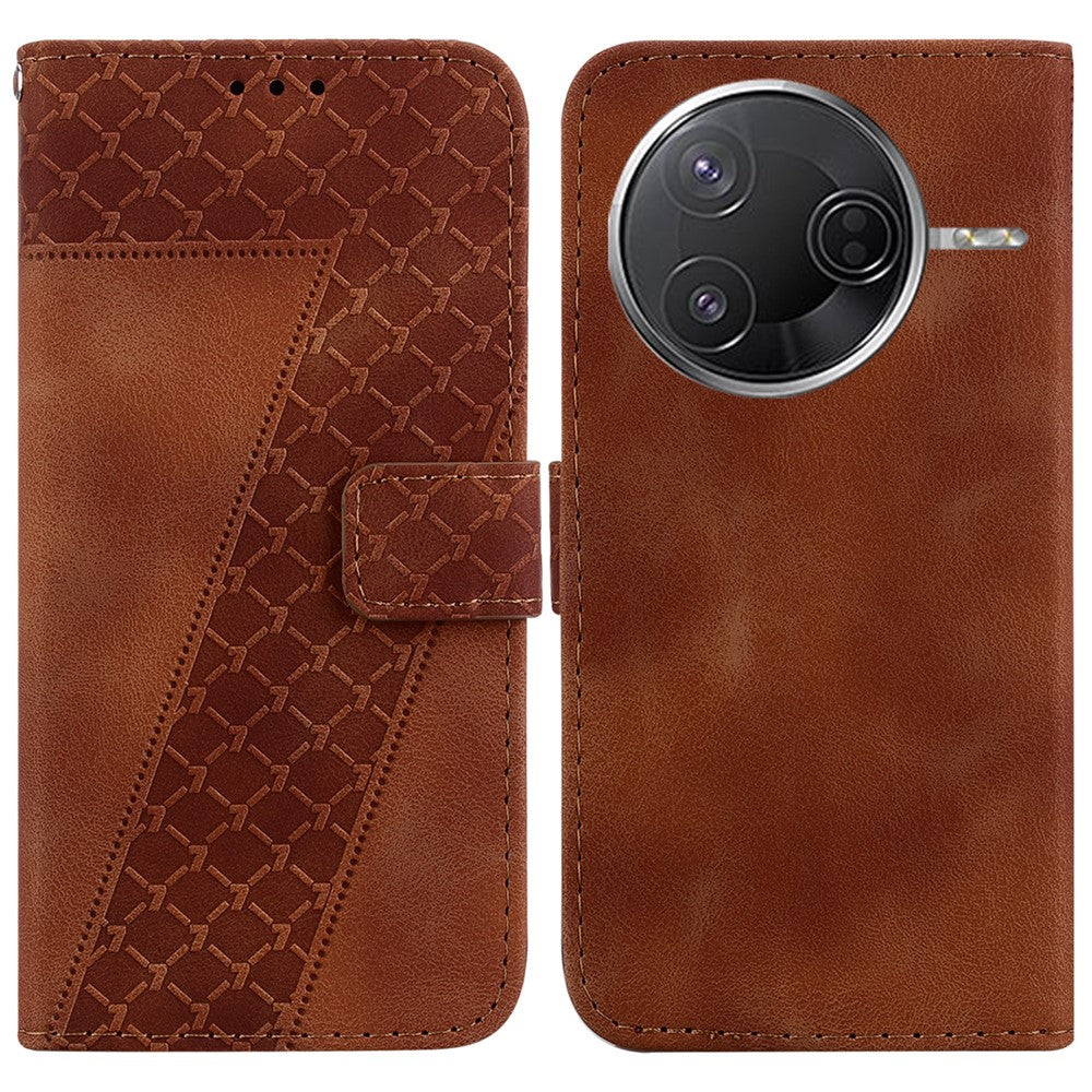 For Xiaomi Poco F7 Pro 5G  /  Poco F7 Ultra 5G  /  Redmi K80 Pro 5G  /  K80 5G Stand Case 7-Shaped Pattern Imprint Leather Phone Cover