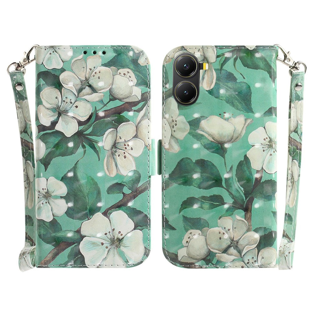 For Xiaomi Poco X7 Pro 5G  /  Redmi Turbo 4 5G Case Pattern Printing Leather Wallet Phone Cover with Strap