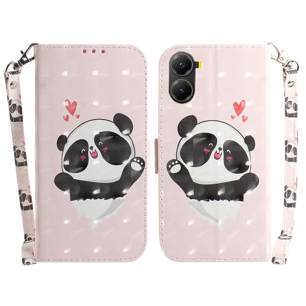 For Xiaomi Poco X7 Pro 5G  /  Redmi Turbo 4 5G Case Pattern Printing Leather Wallet Phone Cover with Strap