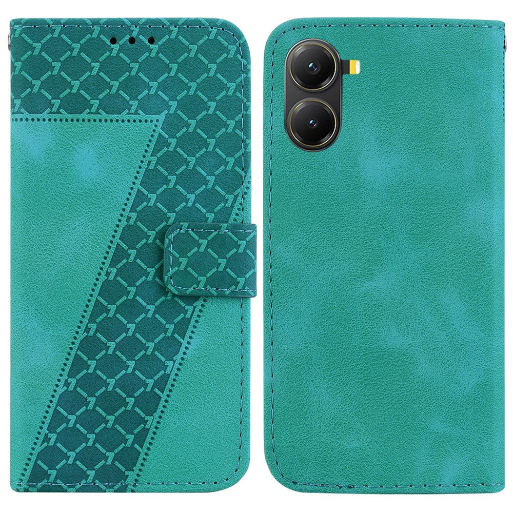 For Xiaomi Poco X7 Pro 5G  /   Redmi Turbo 4 5G Stand Case 7-Shaped Pattern Imprint Leather Phone Cover