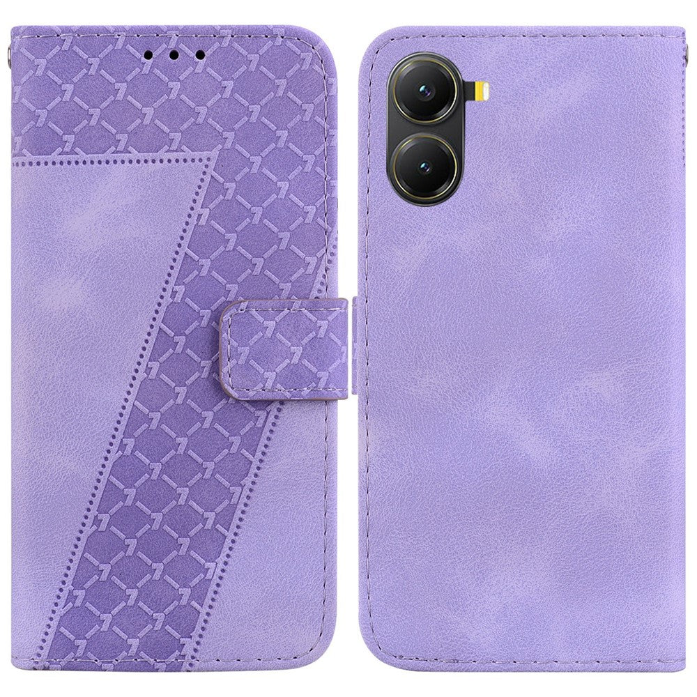 For Xiaomi Poco X7 Pro 5G  /   Redmi Turbo 4 5G Stand Case 7-Shaped Pattern Imprint Leather Phone Cover