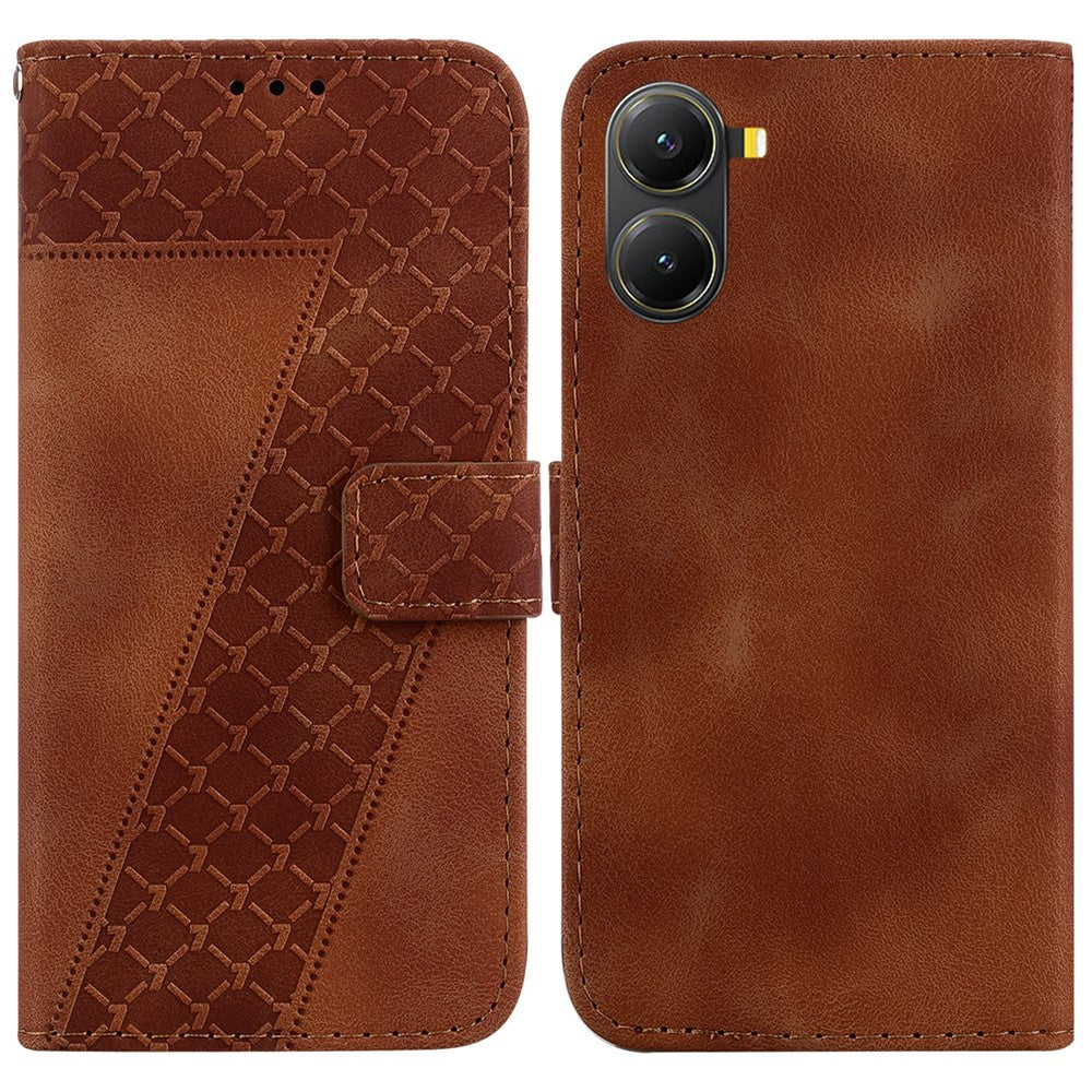 For Xiaomi Poco X7 Pro 5G  /   Redmi Turbo 4 5G Stand Case 7-Shaped Pattern Imprint Leather Phone Cover