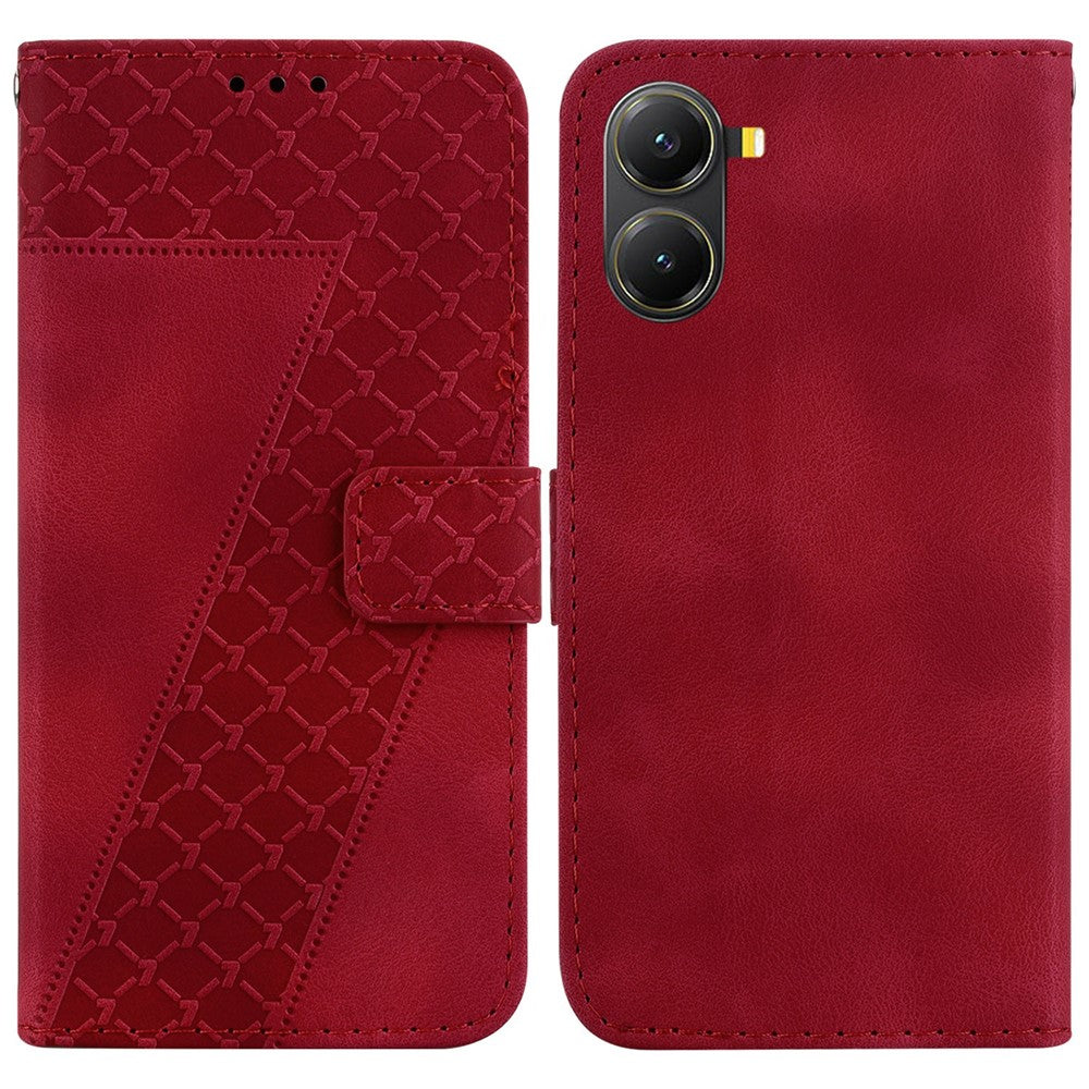 For Xiaomi Poco X7 Pro 5G  /   Redmi Turbo 4 5G Stand Case 7-Shaped Pattern Imprint Leather Phone Cover