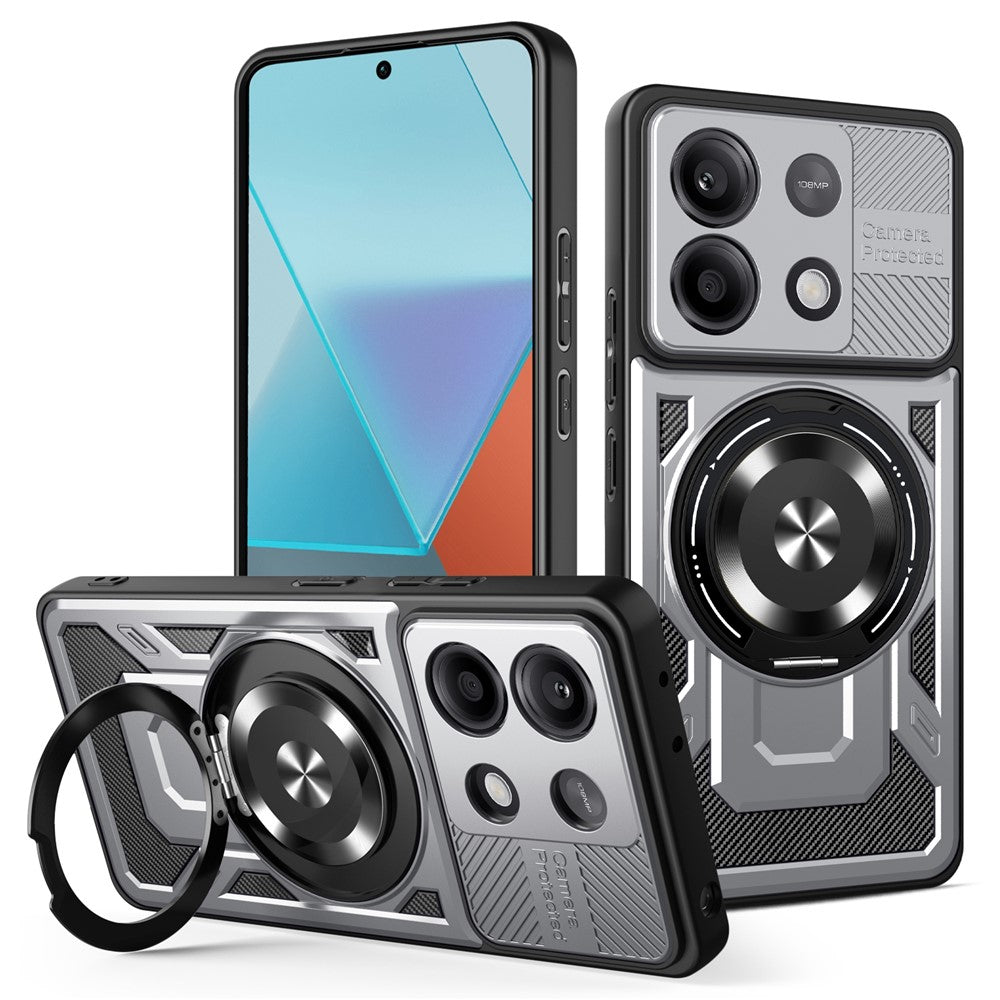 For Xiaomi Redmi Note 13 Pro 4G / Poco M6 Pro 4G Magnetic Case Rotating Kickstand TPU + PC Phone Cover