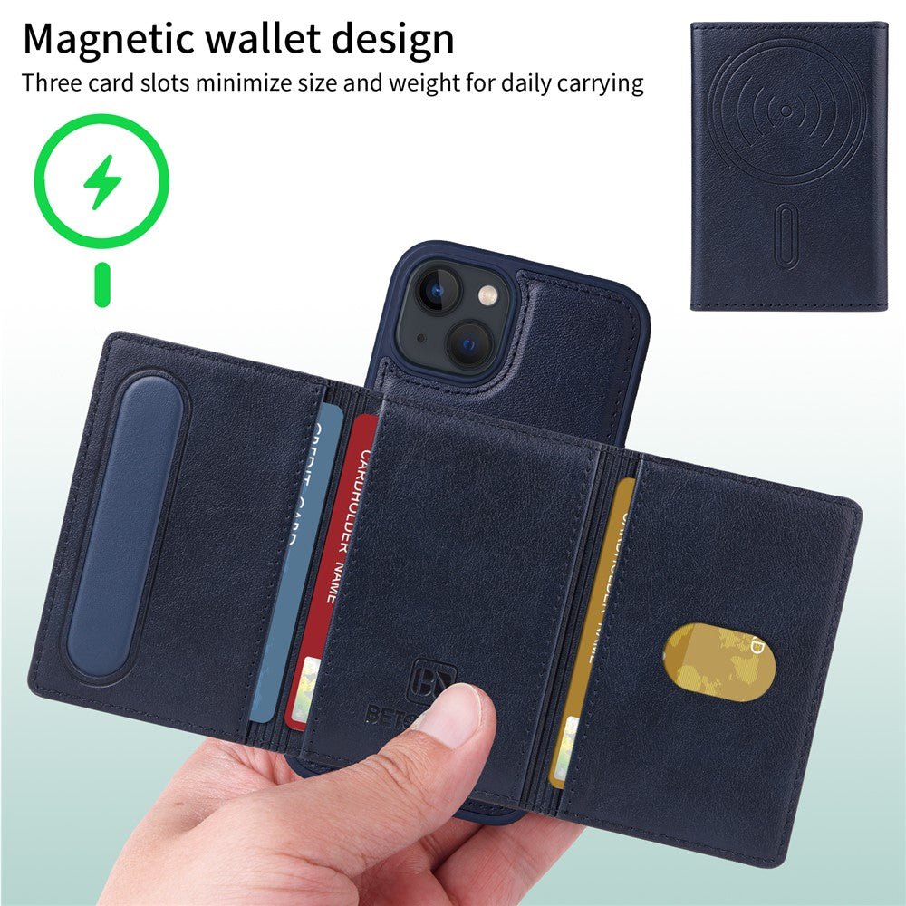 iPhone 14 / 13 Lederhülle – Mit abnehmbarer Kartentasche, magnetisch & Ständer