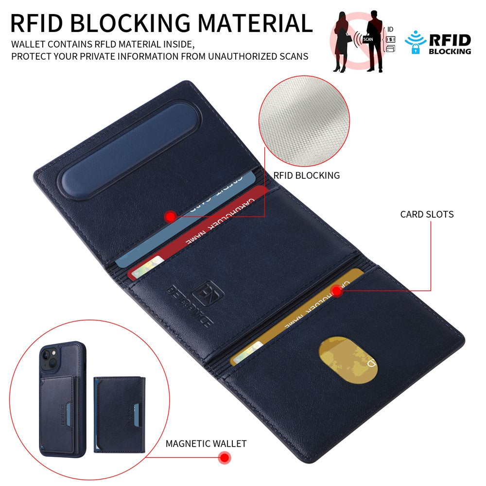 iPhone 14 / 13 Lederhülle – Mit abnehmbarer Kartentasche, magnetisch & Ständer