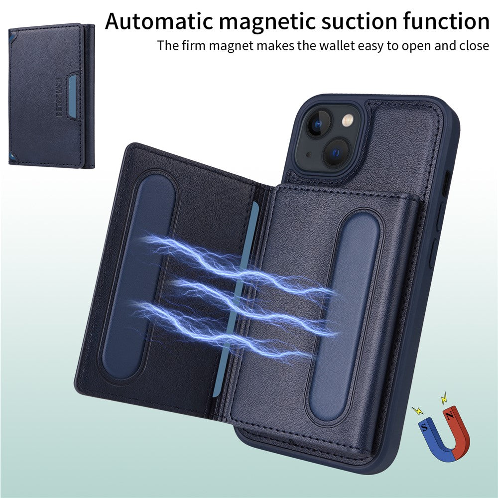 iPhone 14 / 13 Lederhülle – Mit abnehmbarer Kartentasche, magnetisch & Ständer