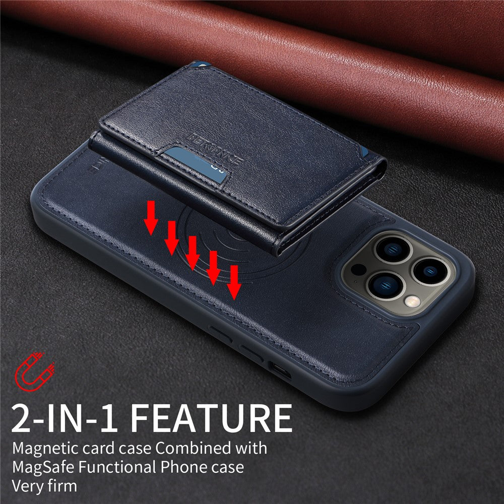 iPhone 13 Pro Max Lederhülle – Mit abnehmbarer Kartentasche, magnetisch & Ständer