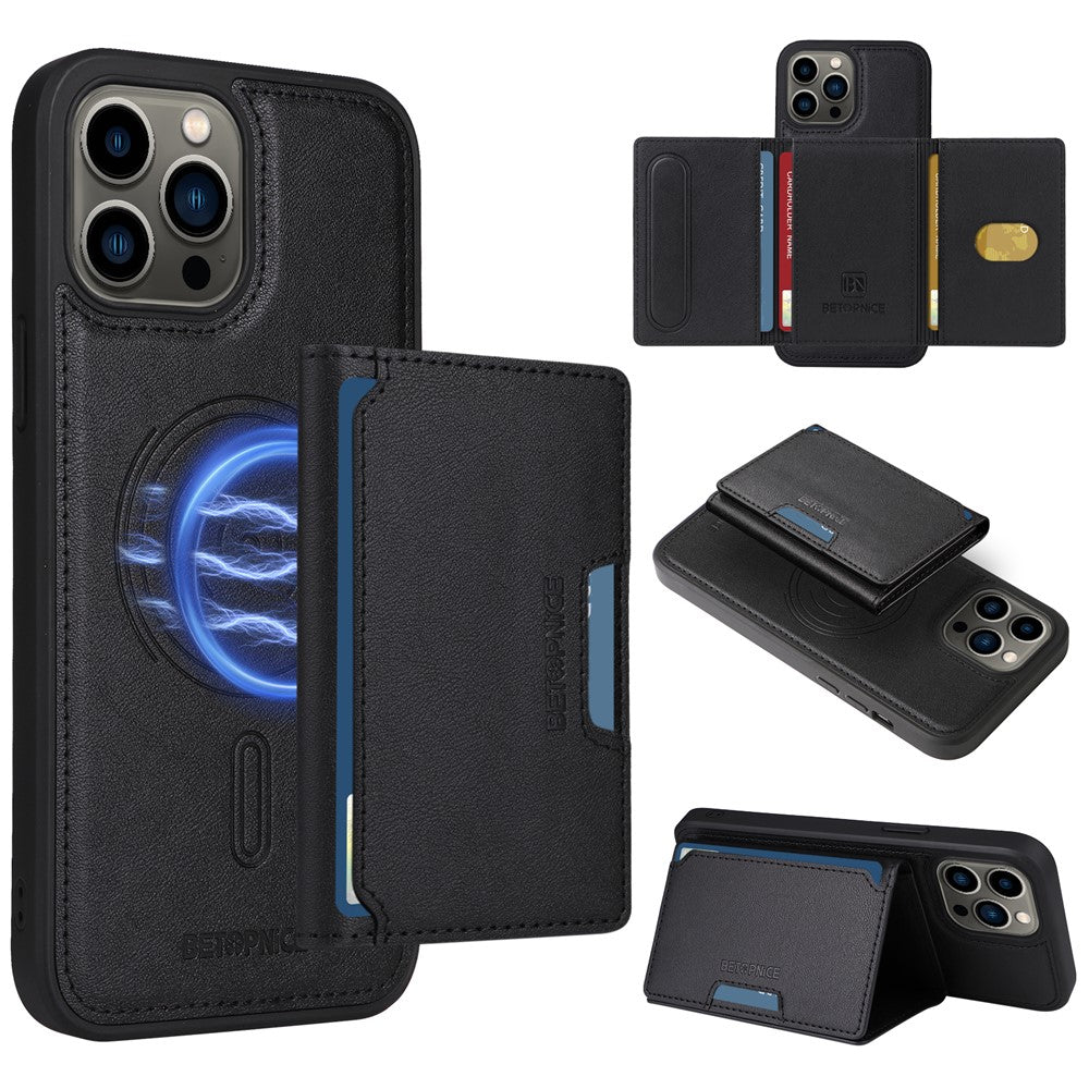 iPhone 13 Pro Max Lederhülle – Mit abnehmbarer Kartentasche, magnetisch & Ständer