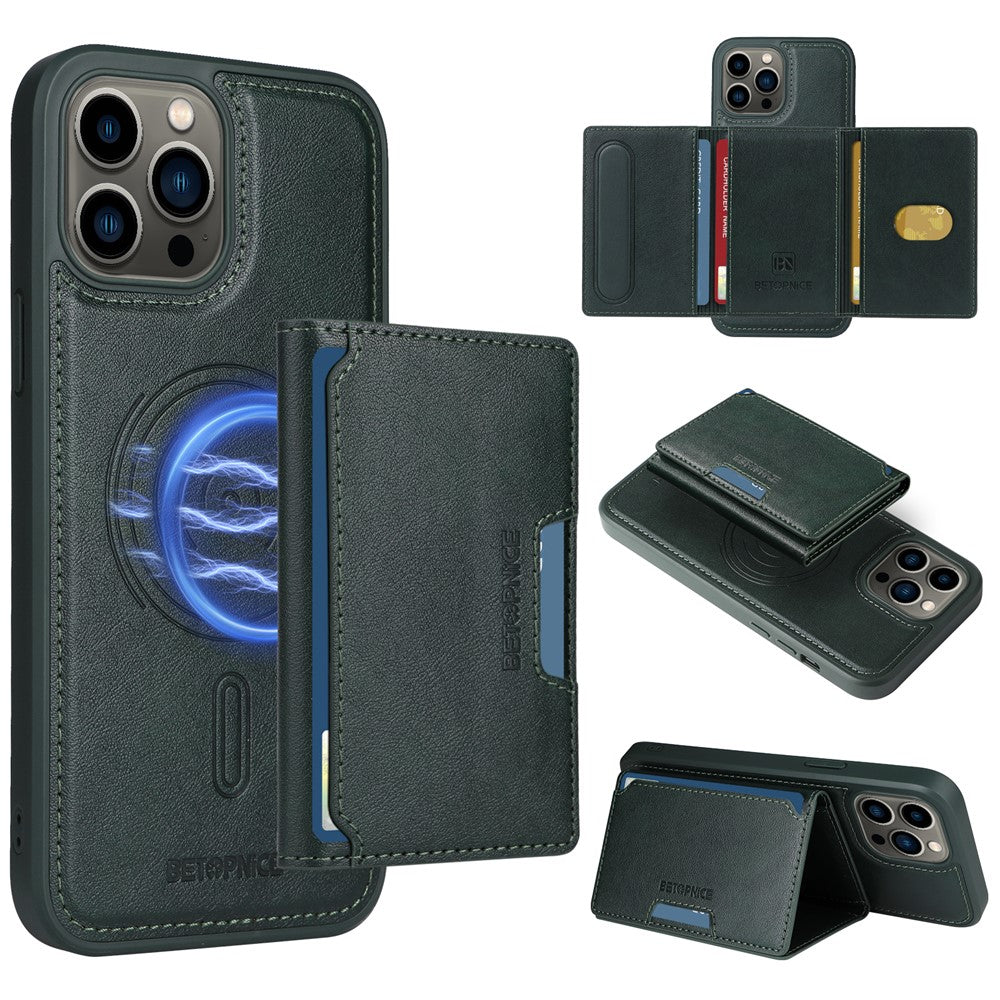 iPhone 13 Pro Max Lederhülle – Mit abnehmbarer Kartentasche, magnetisch & Ständer