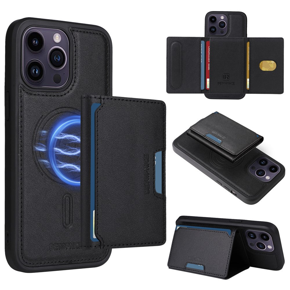 iPhone 14 Pro Max Lederhülle – Mit abnehmbarer Kartentasche, magnetisch & Ständer