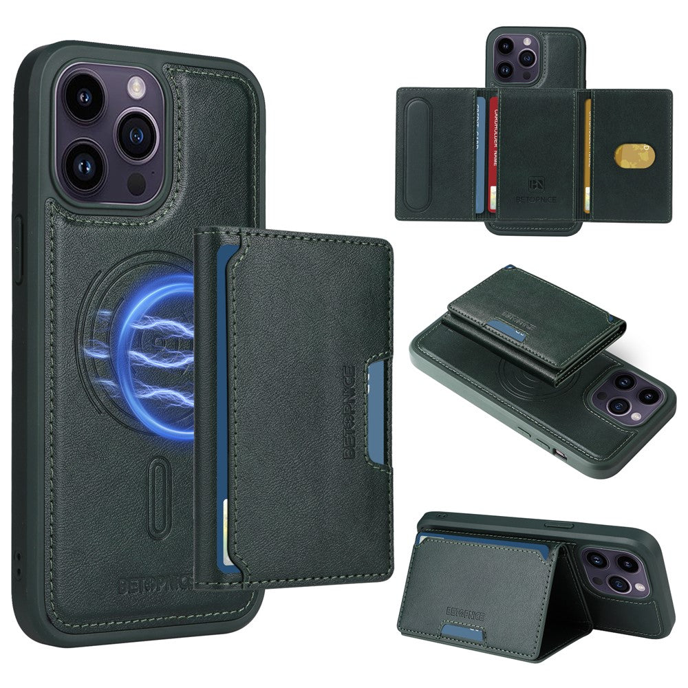 iPhone 14 Pro Max Lederhülle – Mit abnehmbarer Kartentasche, magnetisch & Ständer
