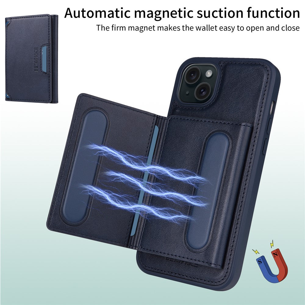 iPhone 15 Plus Lederhülle – Mit abnehmbarer Kartentasche, magnetisch & Ständer