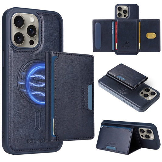 iPhone 15 Pro Max Lederhülle – Mit abnehmbarer Kartentasche, magnetisch & Ständer