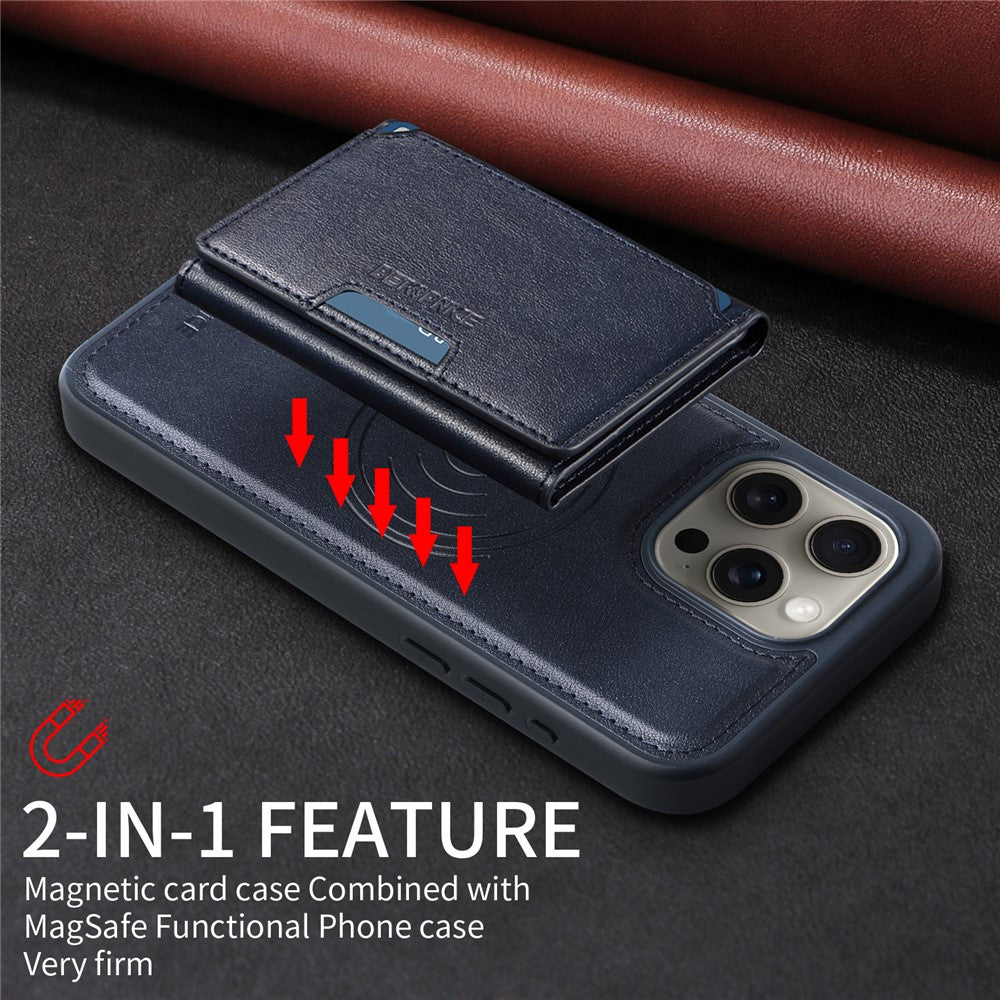 iPhone 15 Pro Max Lederhülle – Mit abnehmbarer Kartentasche, magnetisch & Ständer