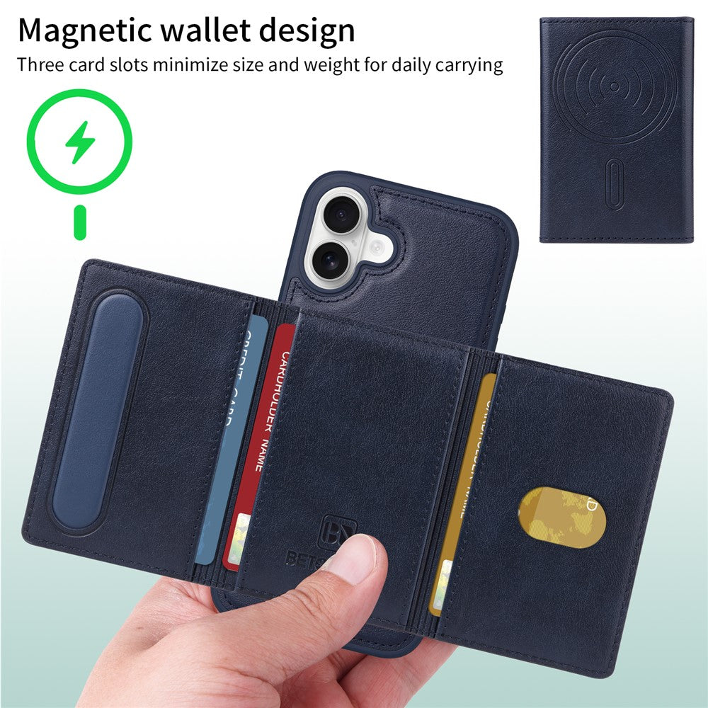 iPhone 16 Plus Lederhülle – Mit abnehmbarer Kartentasche, magnetisch & Ständer