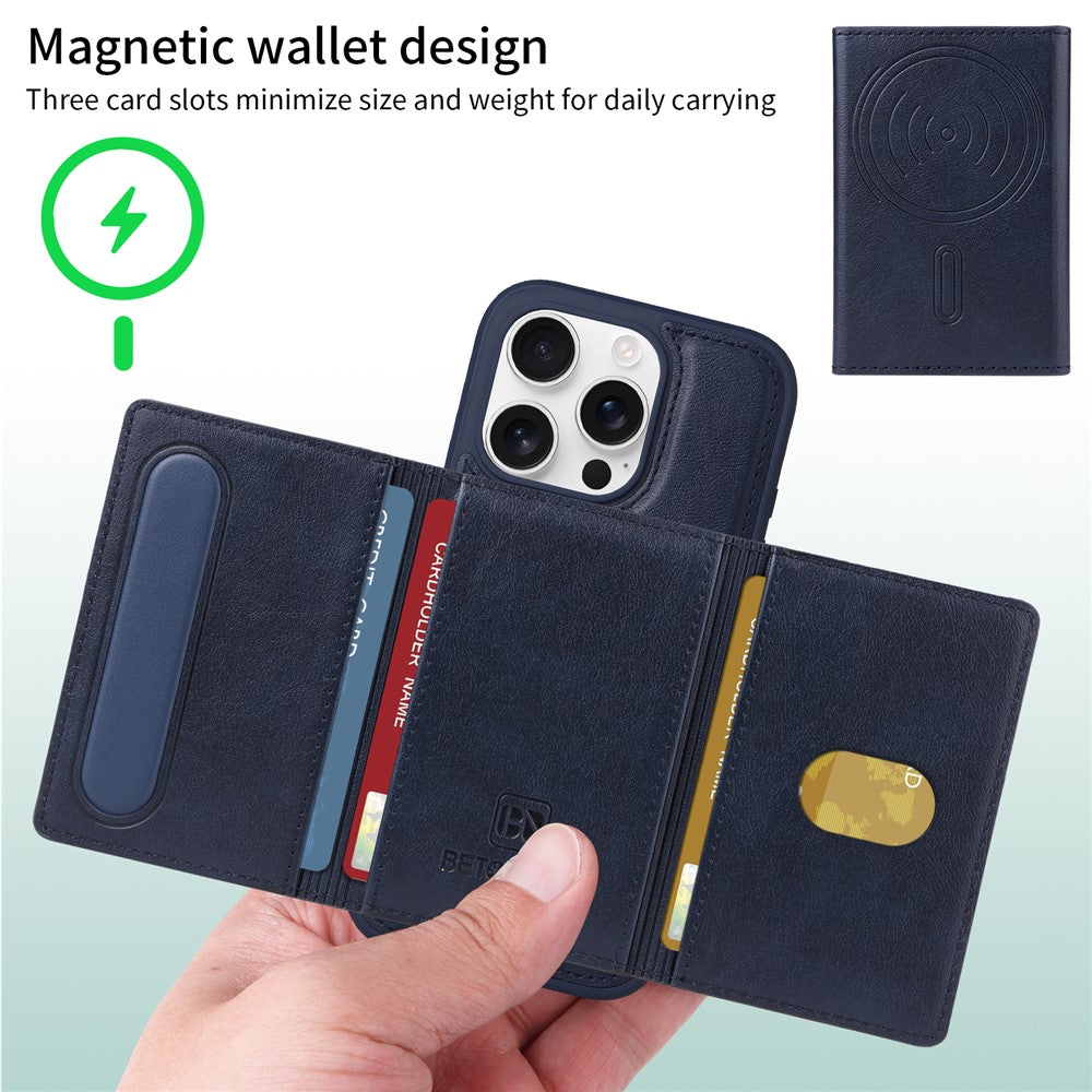 iPhone 16 Pro Lederhülle – Mit abnehmbarer Kartentasche, magnetisch & Ständer