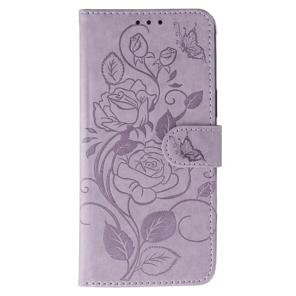 For Xiaomi Poco F7 Pro 5G / Redmi K80 5G Case Wallet Stand Imprinted Rose Butterfly PU Leather Phone Cover