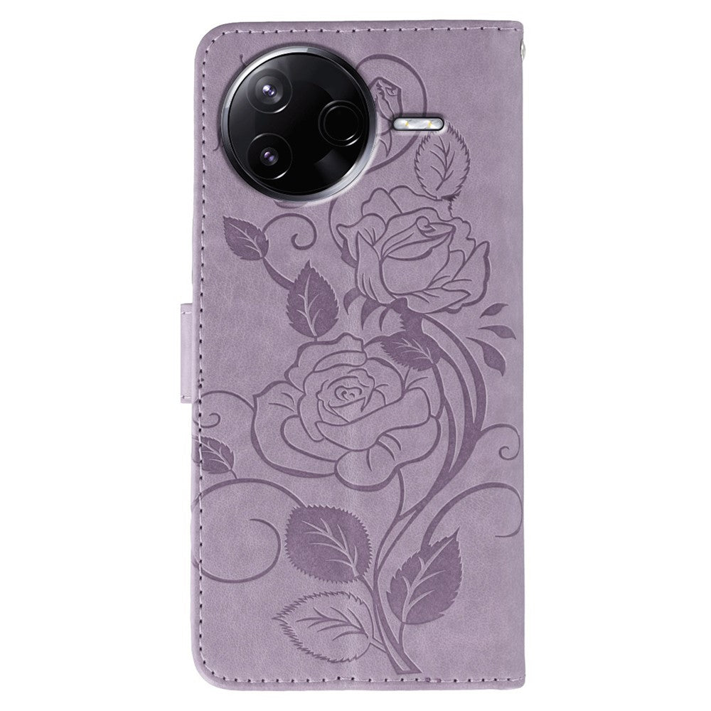 For Xiaomi Poco F7 Pro 5G / Redmi K80 5G Case Wallet Stand Imprinted Rose Butterfly PU Leather Phone Cover