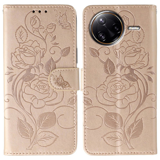 For Xiaomi Poco F7 Ultra 5G / Redmi K80 Pro 5G Case Wallet Stand Imprinted Rose Butterfly PU Leather Phone Cover