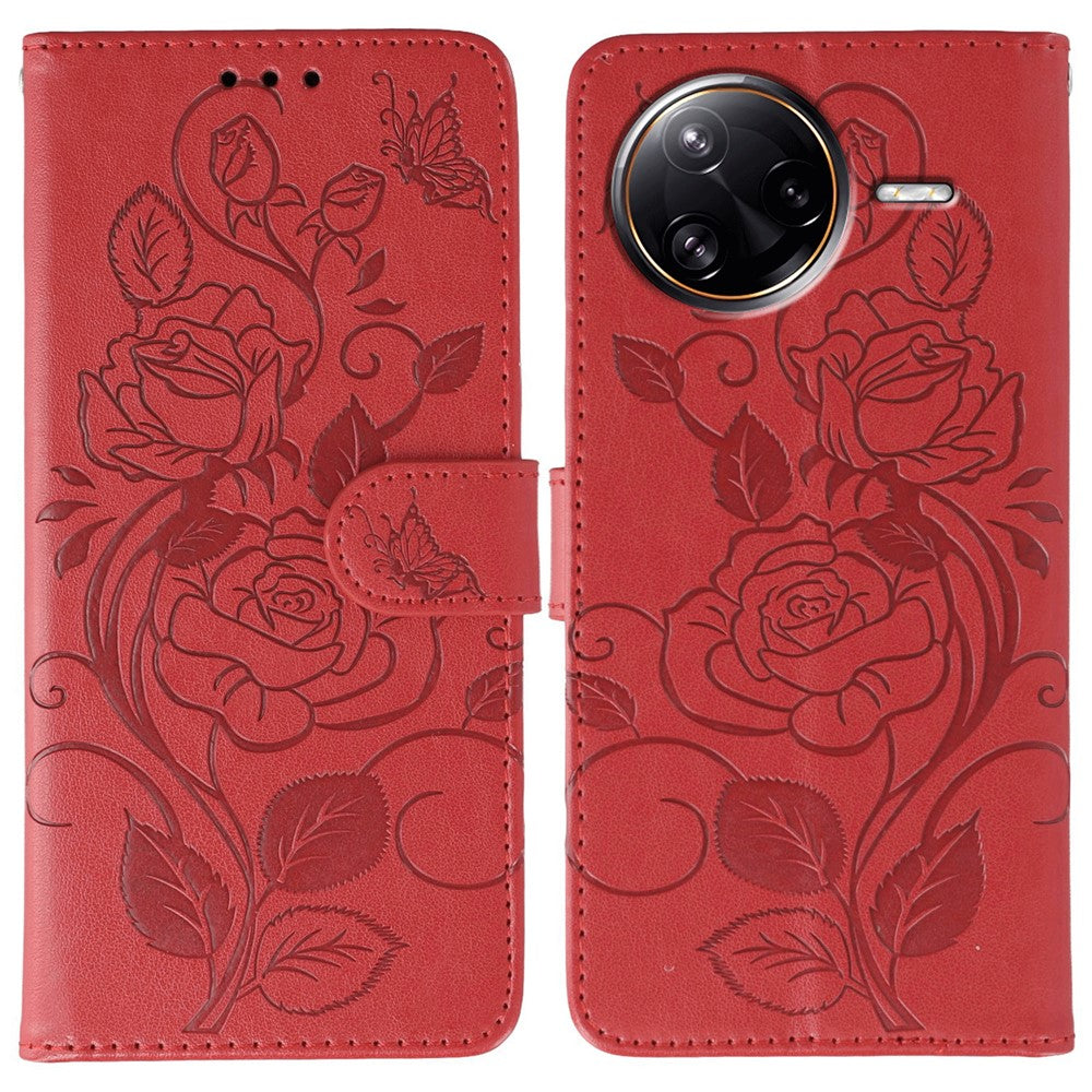For Xiaomi Poco F7 Ultra 5G / Redmi K80 Pro 5G Case Wallet Stand Imprinted Rose Butterfly PU Leather Phone Cover