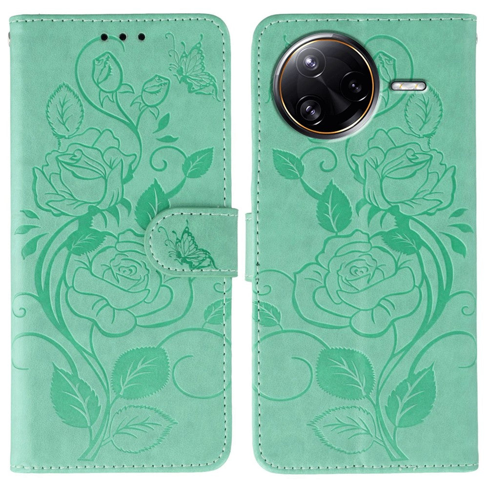 For Xiaomi Poco F7 Ultra 5G / Redmi K80 Pro 5G Case Wallet Stand Imprinted Rose Butterfly PU Leather Phone Cover