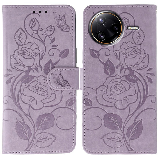 For Xiaomi Poco F7 Ultra 5G / Redmi K80 Pro 5G Case Wallet Stand Imprinted Rose Butterfly PU Leather Phone Cover