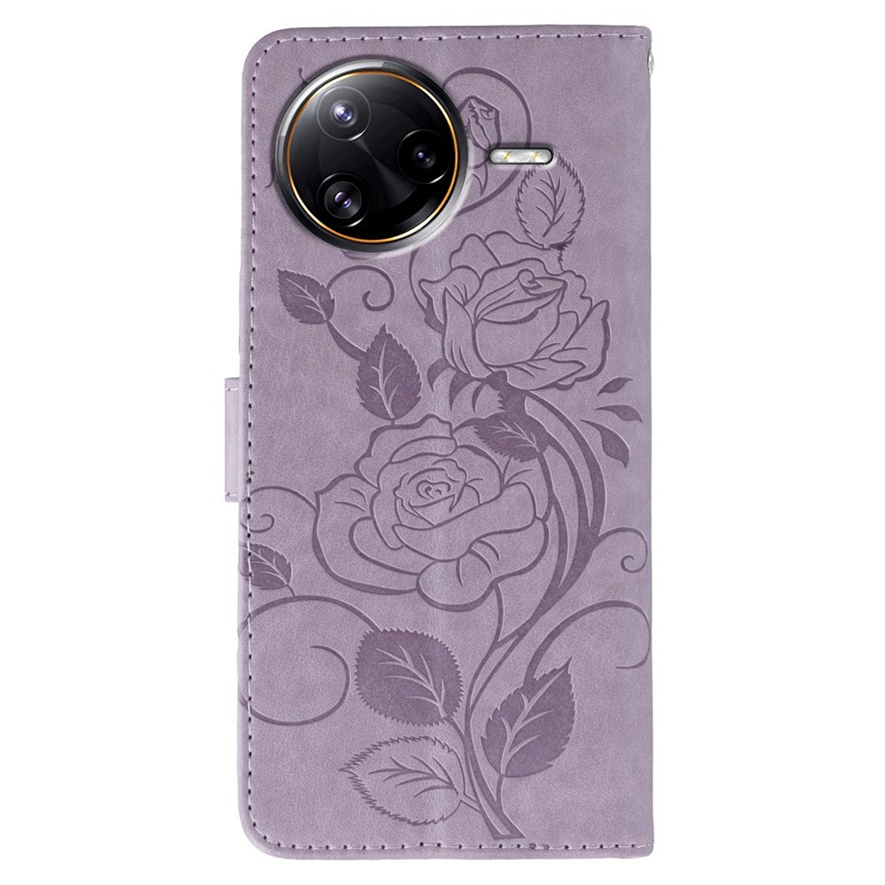 For Xiaomi Poco F7 Ultra 5G / Redmi K80 Pro 5G Case Wallet Stand Imprinted Rose Butterfly PU Leather Phone Cover