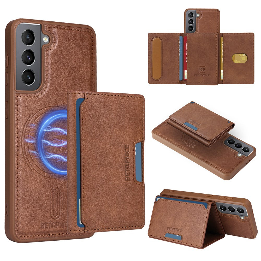 Galaxy S21 5G Lederhülle – Mit abnehmbarer Kartentasche, magnetisch & Ständer