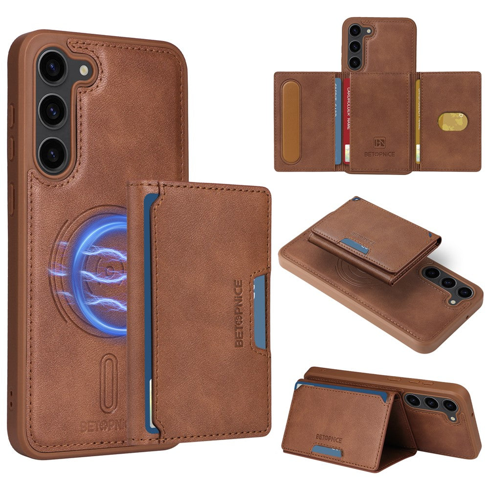 Galaxy S23 Plus Lederhülle – Mit abnehmbarer Kartentasche, magnetisch & Ständer
