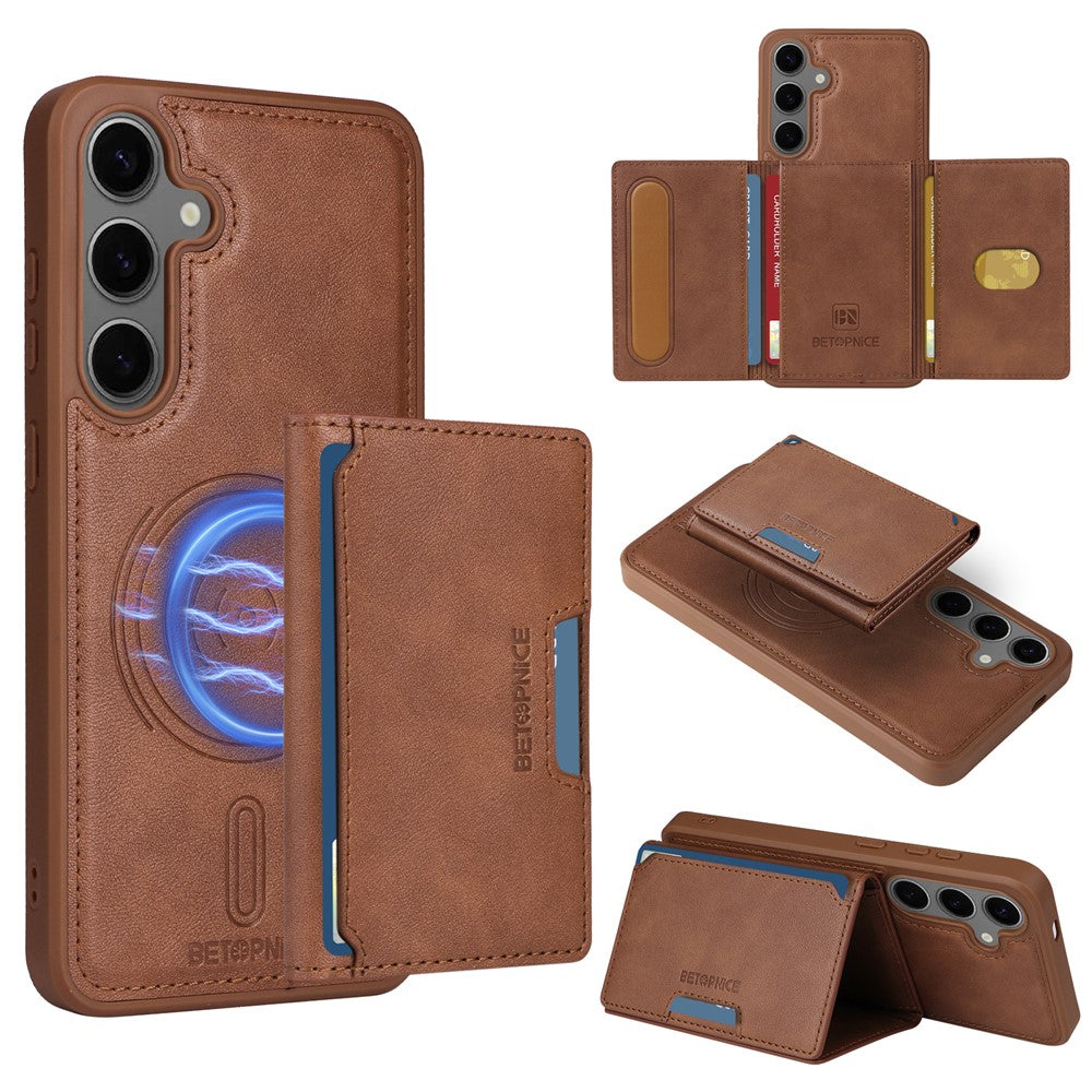 Galaxy S24 Plus Lederhülle – Mit abnehmbarer Kartentasche, magnetisch & Ständer