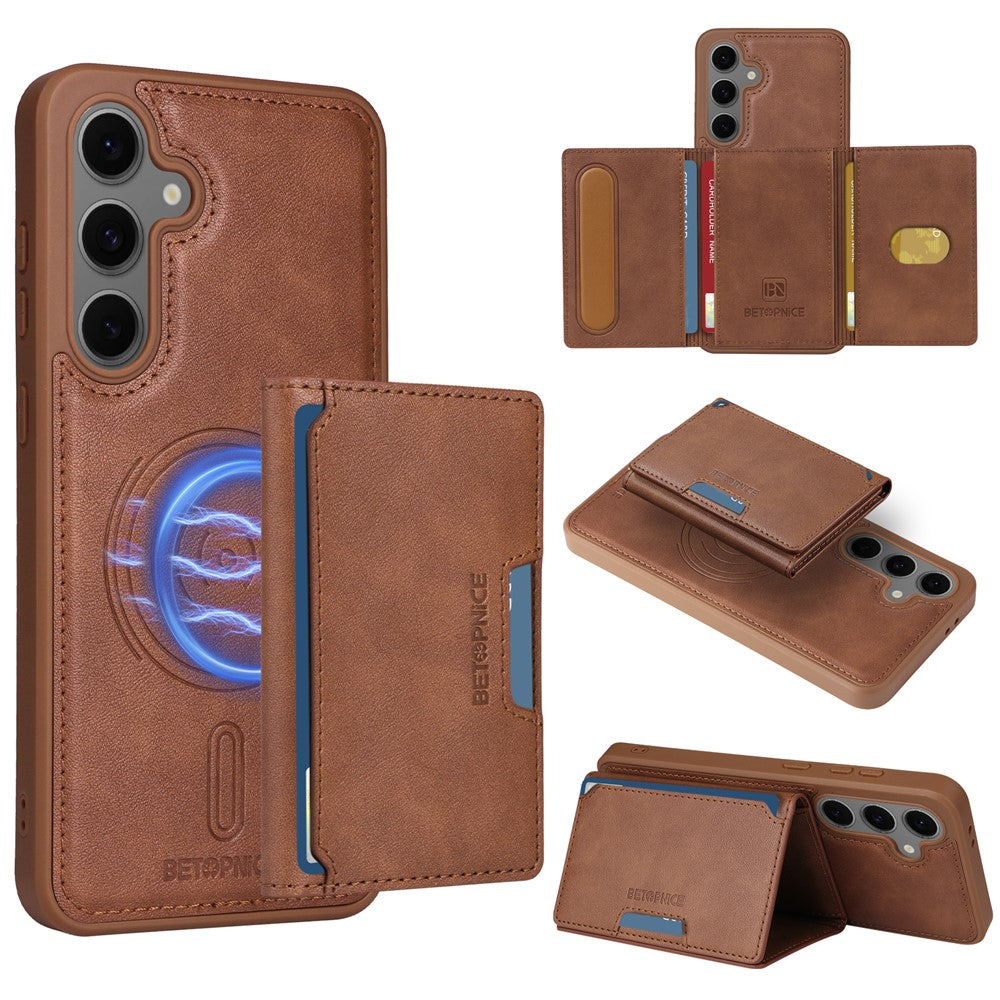 Galaxy S24 FE Lederhülle – Mit abnehmbarer Kartentasche, magnetisch & Ständer